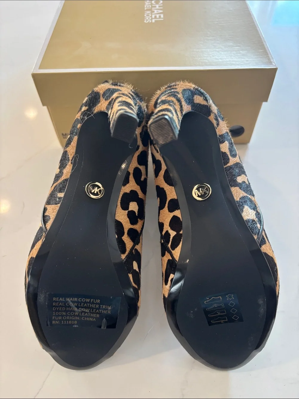 Michael Kors booties leopard strap